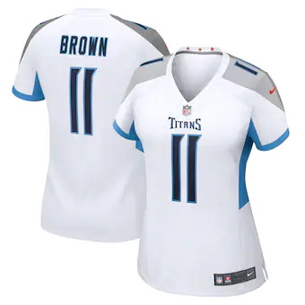 womens nike aj brown white tennessee titans game jersey_pi4